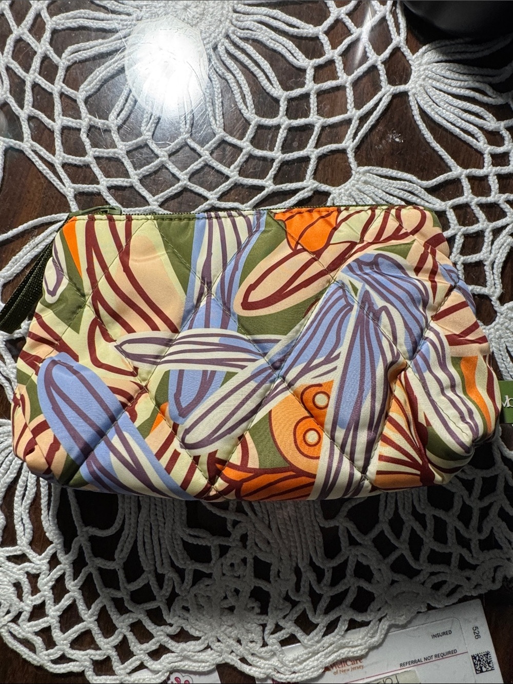 Vera Bradley Quilted small, essential Pouch in dragonfly pattern